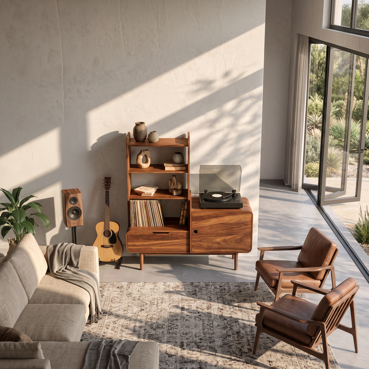 Retro-Inspired Vinyl Record Cabinet For Living Room Or Studio