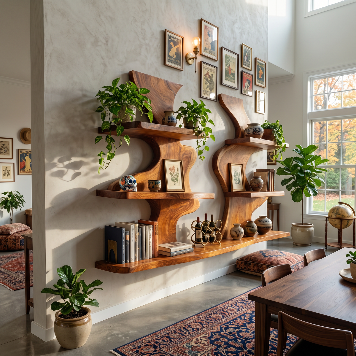 Organic Modern Decorative Wall Shelves For Living Room