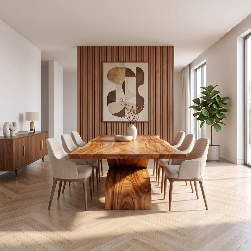 Flowing Rectangle Dining Table Modern Dining Room Table For Open Dining Space