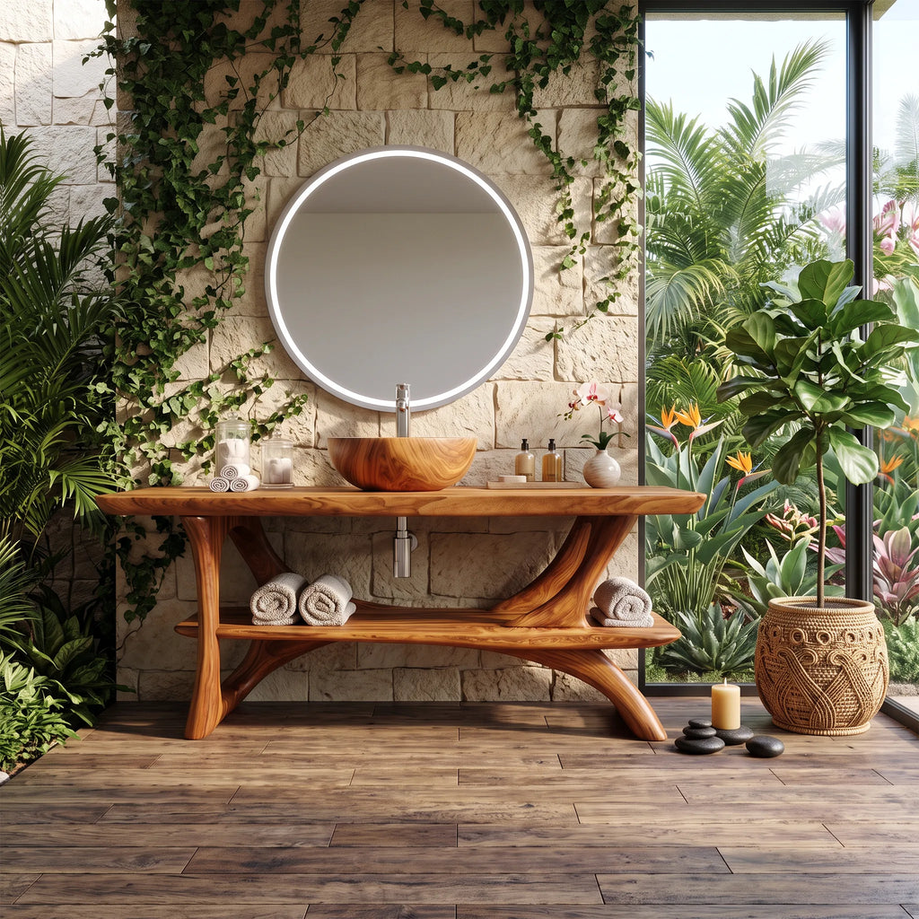 Tranquil Bathroom Vanity Bathroom Vanity With Sink Freestanding Bathroom Vanity Asymmetric Open Shelf For Spa Bathroom