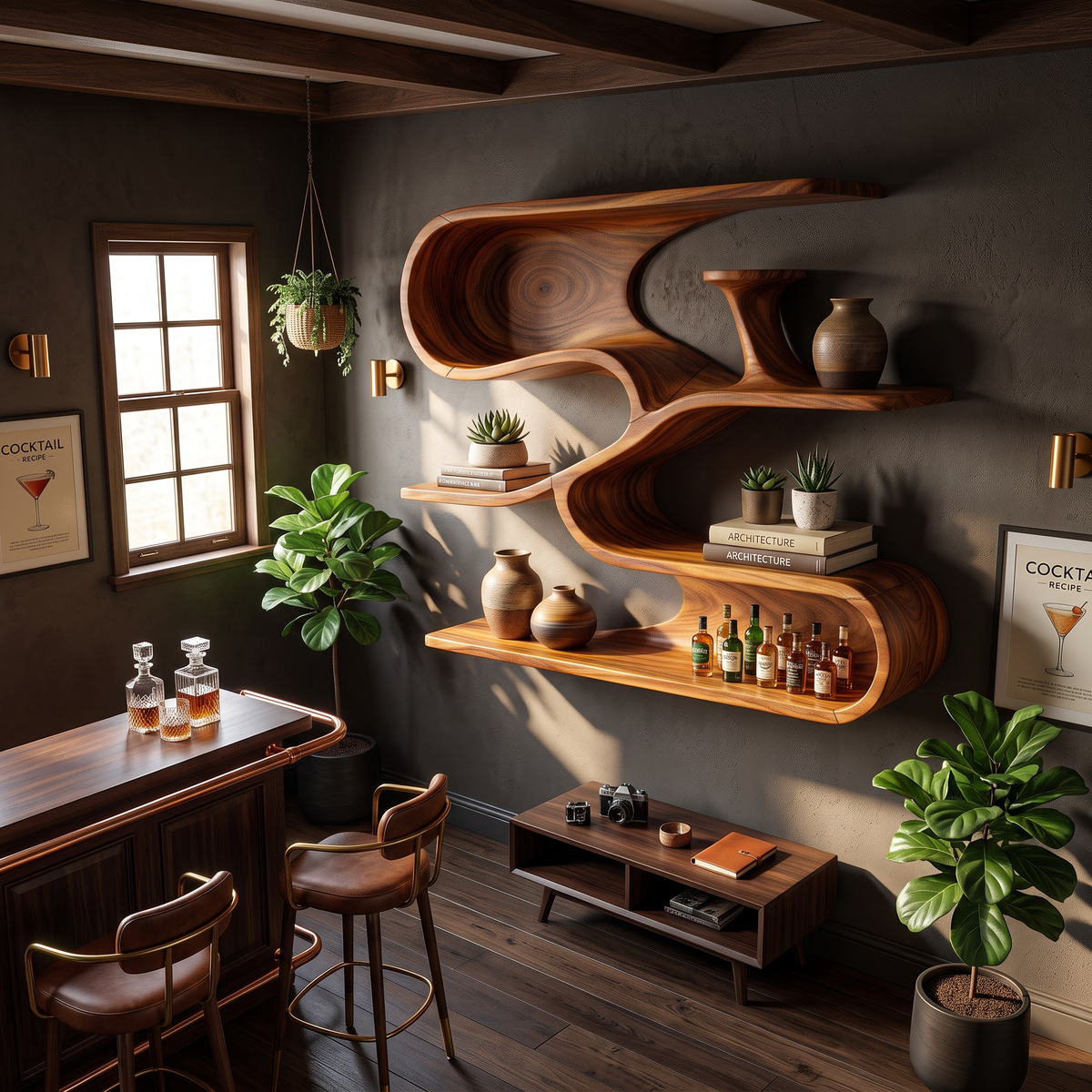 Modern Organic Decorative Wall Shelves For Bathroom