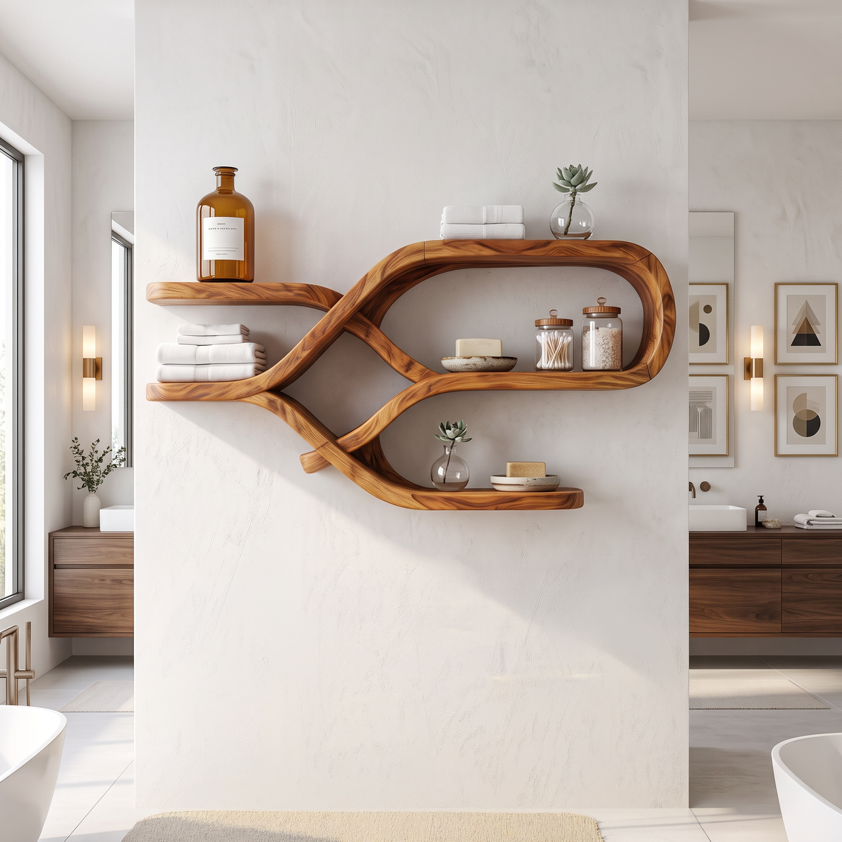 Modern Organic Floating Display Shelves For Bedroom