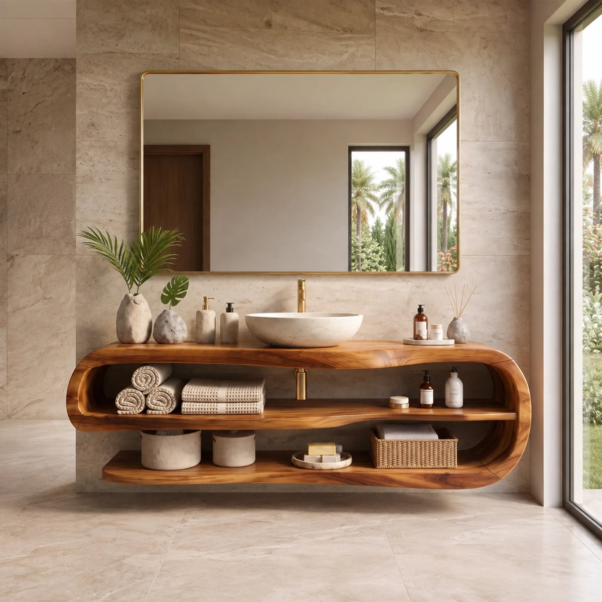 Peaceful Floating Bathroom Vanity Bathroom Vanity With Sink Modern Bathroom Vanity Long Double Shelf For Spa Bathroom