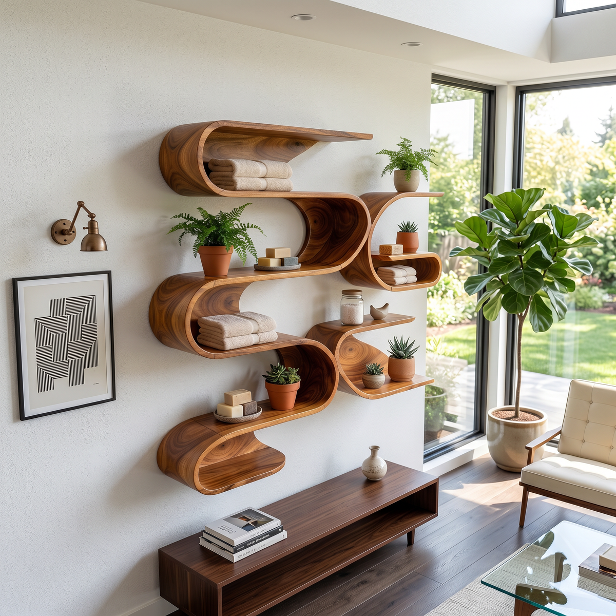 Organic Modern Wall Mounted Shelves For Bathroom