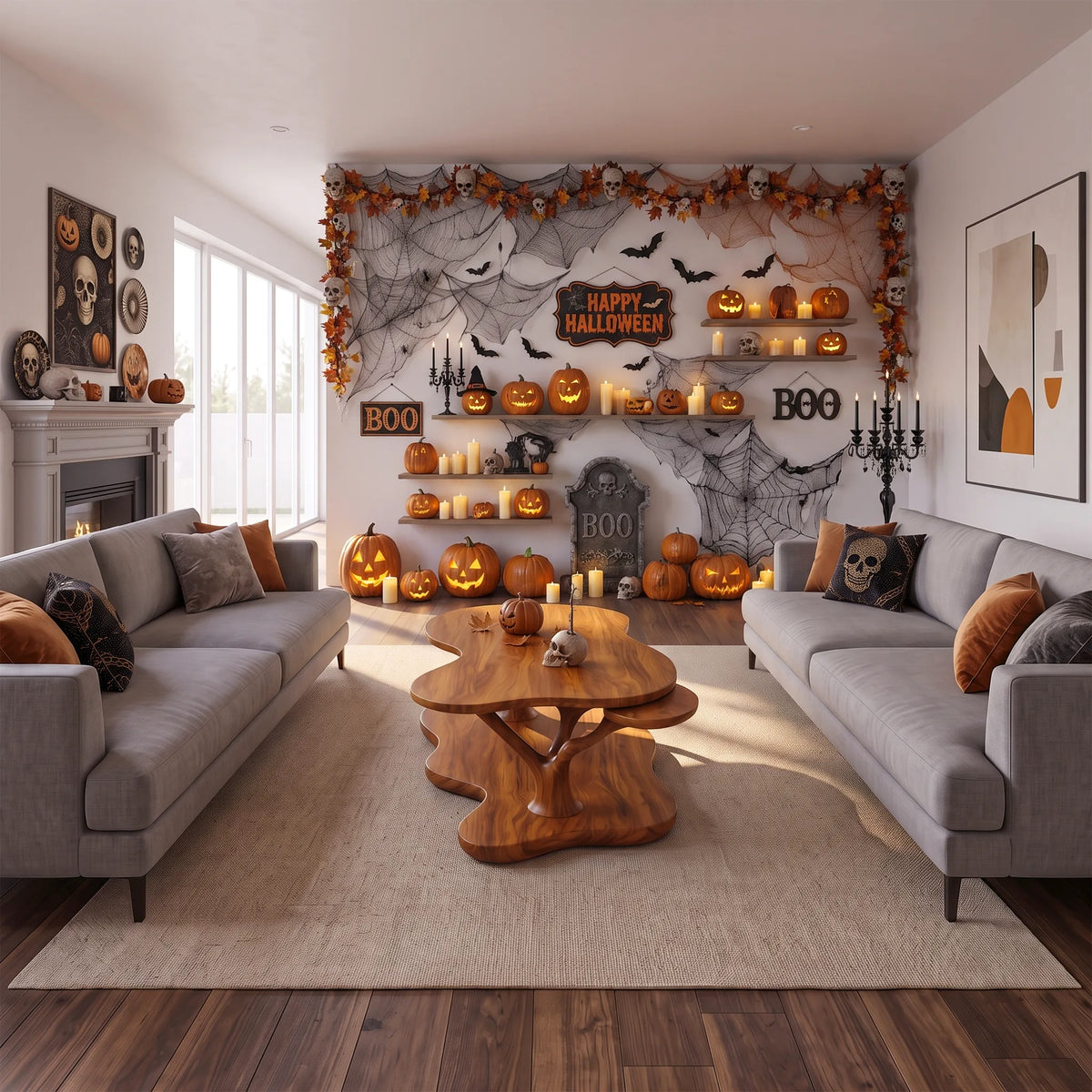 Organic Halloween Branch Base Table For Rustic Interior