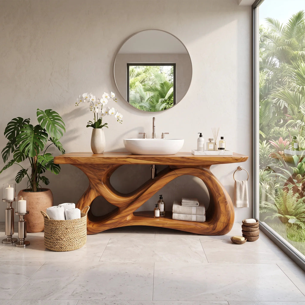 Elegant Bathroom Vanity Bathroom Vanity With Sink Freestanding Bathroom Vanity Loop Base Open Shelf For Master Bathroom