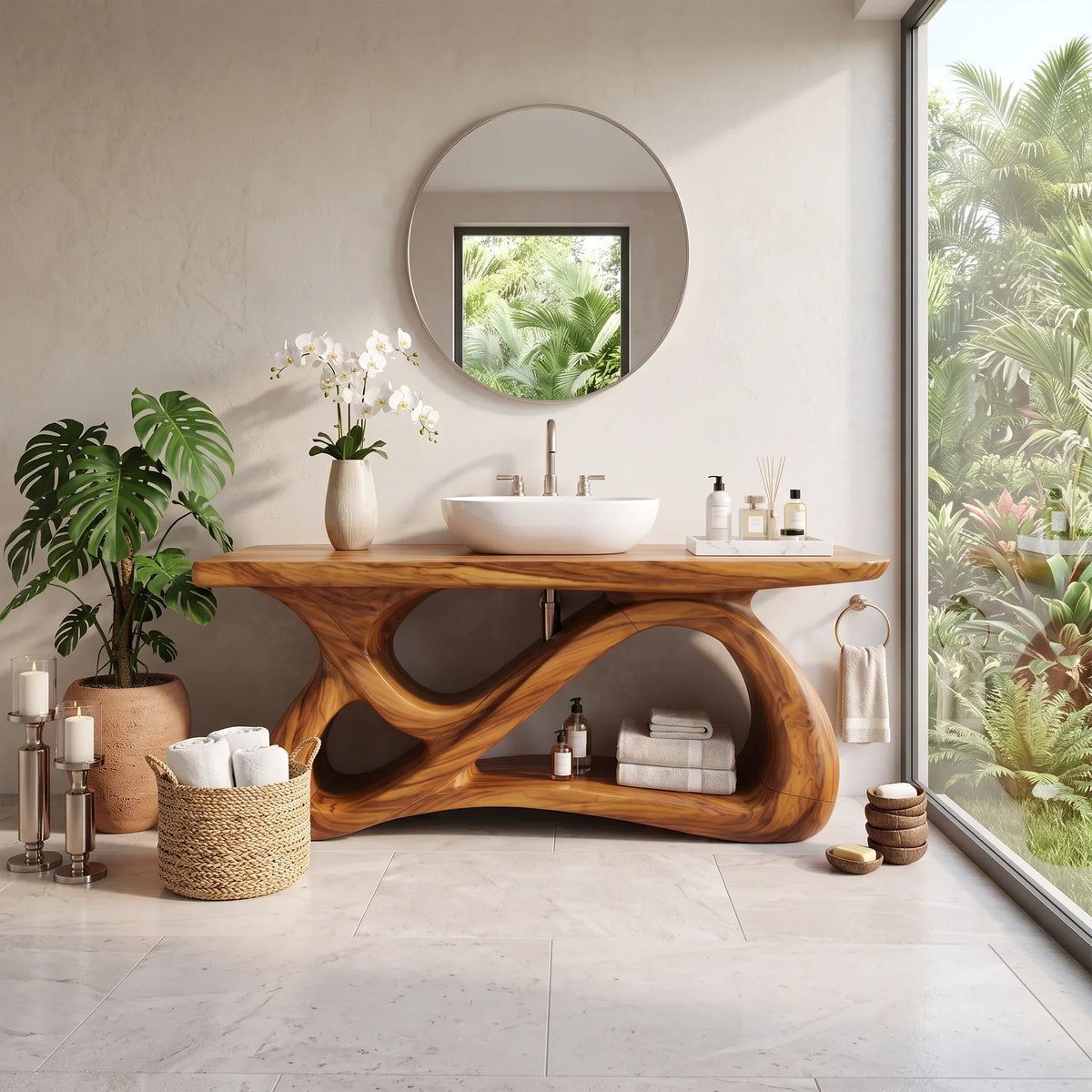 Elegant Bathroom Vanity Bathroom Vanity With Sink Freestanding Bathroom Vanity Loop Base Open Shelf For Master Bathroom