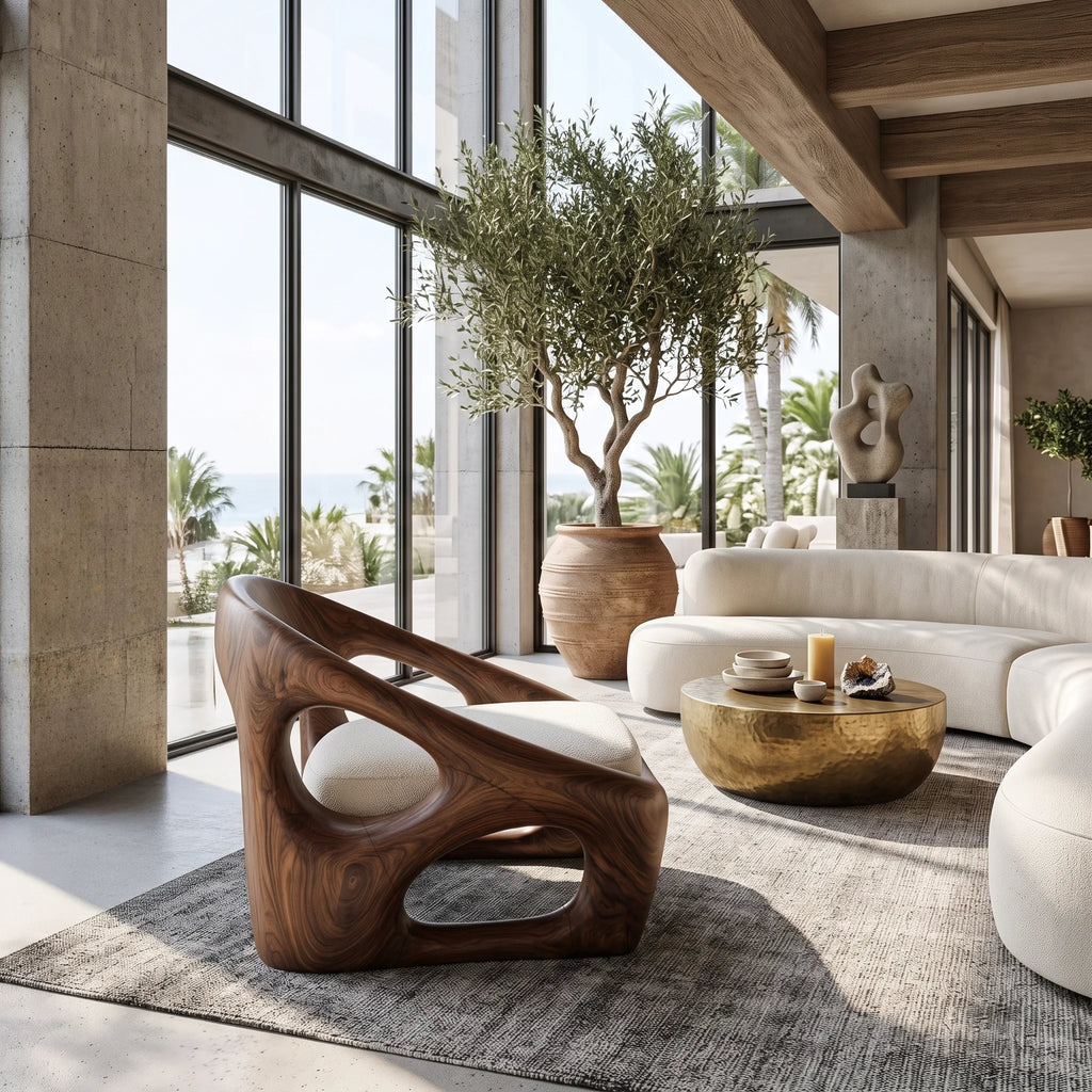 Modern Armchair With Biomorphic Open Frame For Luxury Living Room