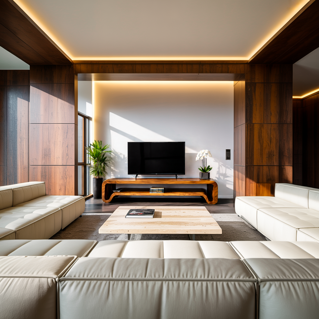 Modern Sculptural Wooden TV Cabinet For Living Room