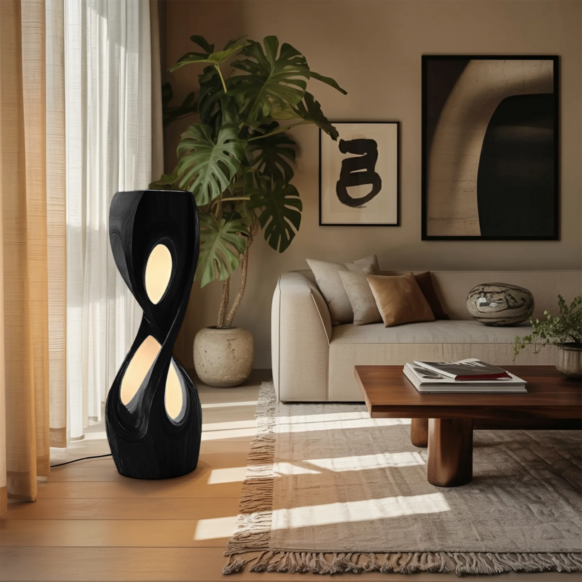 Organic Sculptural Twisted Floor Lamp For Bedroom
