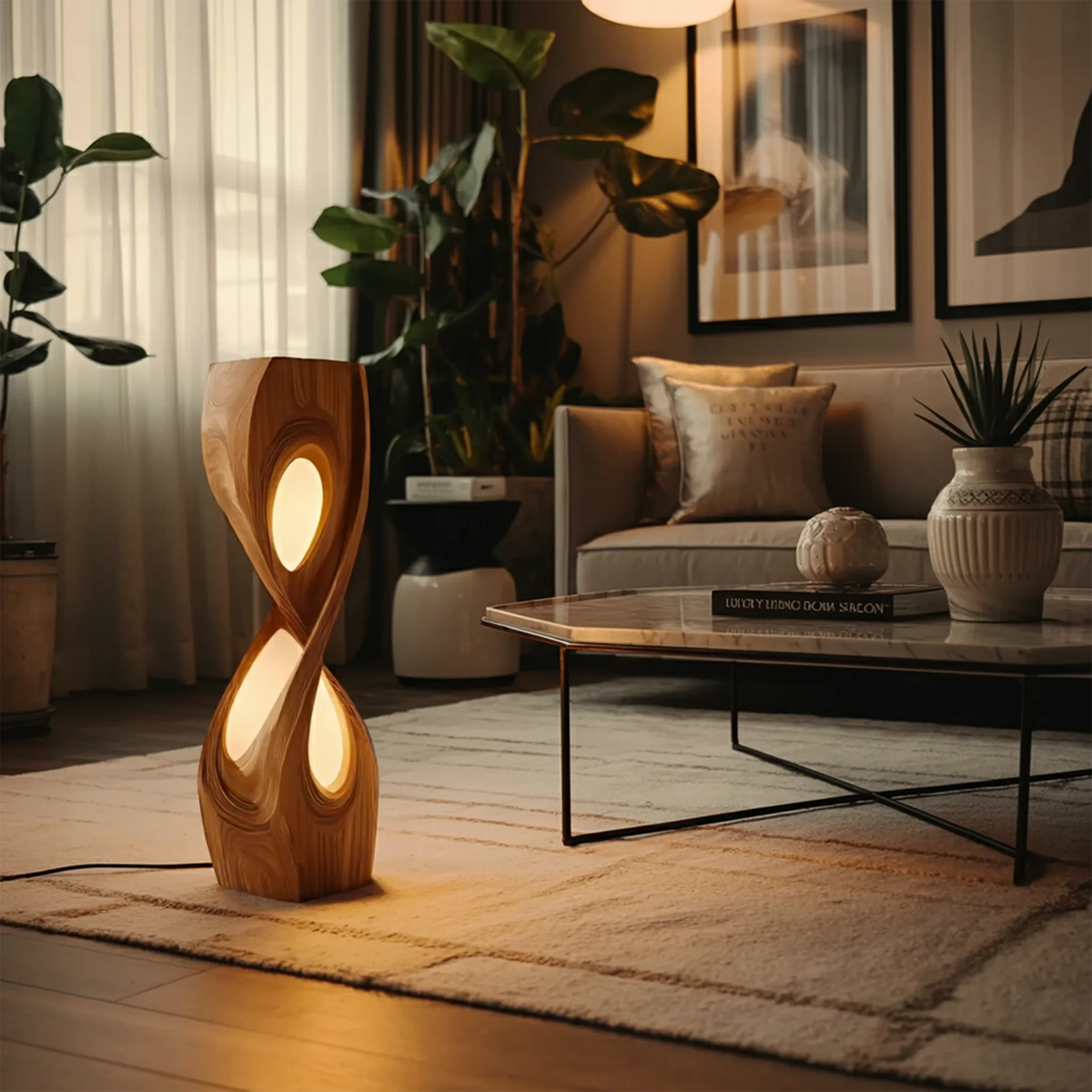 Organic Sculptural Twisted Floor Lamp For Bedroom