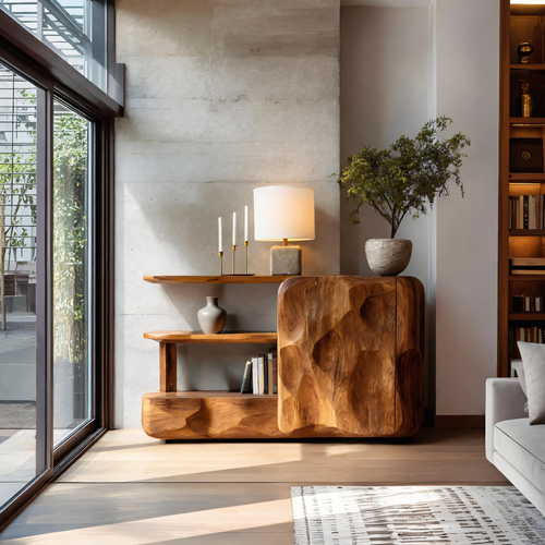 Artistic Sideboard With Cabinet And Shelves For Living Room