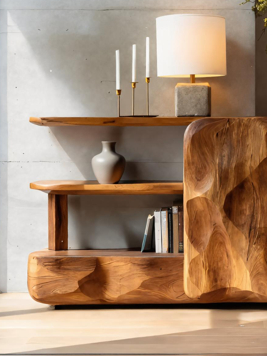 Artistic Sideboard With Cabinet And Shelves For Living Room