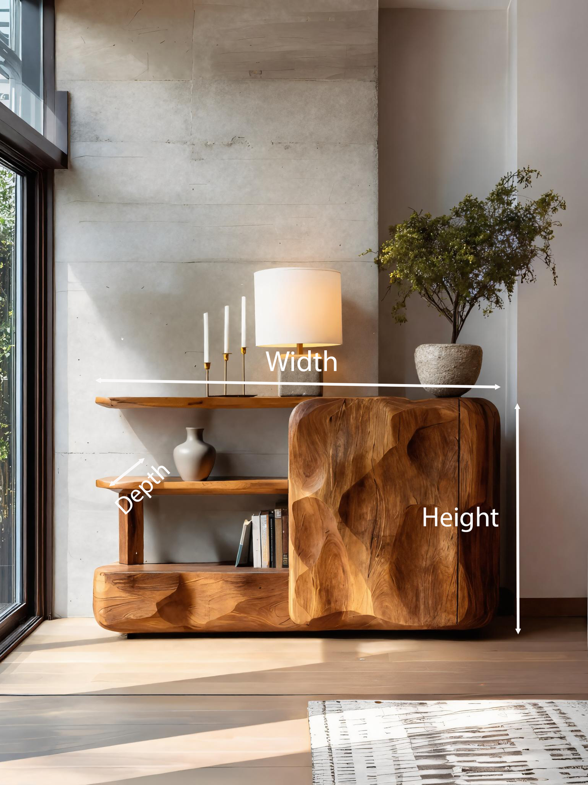 Artistic Sideboard With Cabinet And Shelves For Living Room