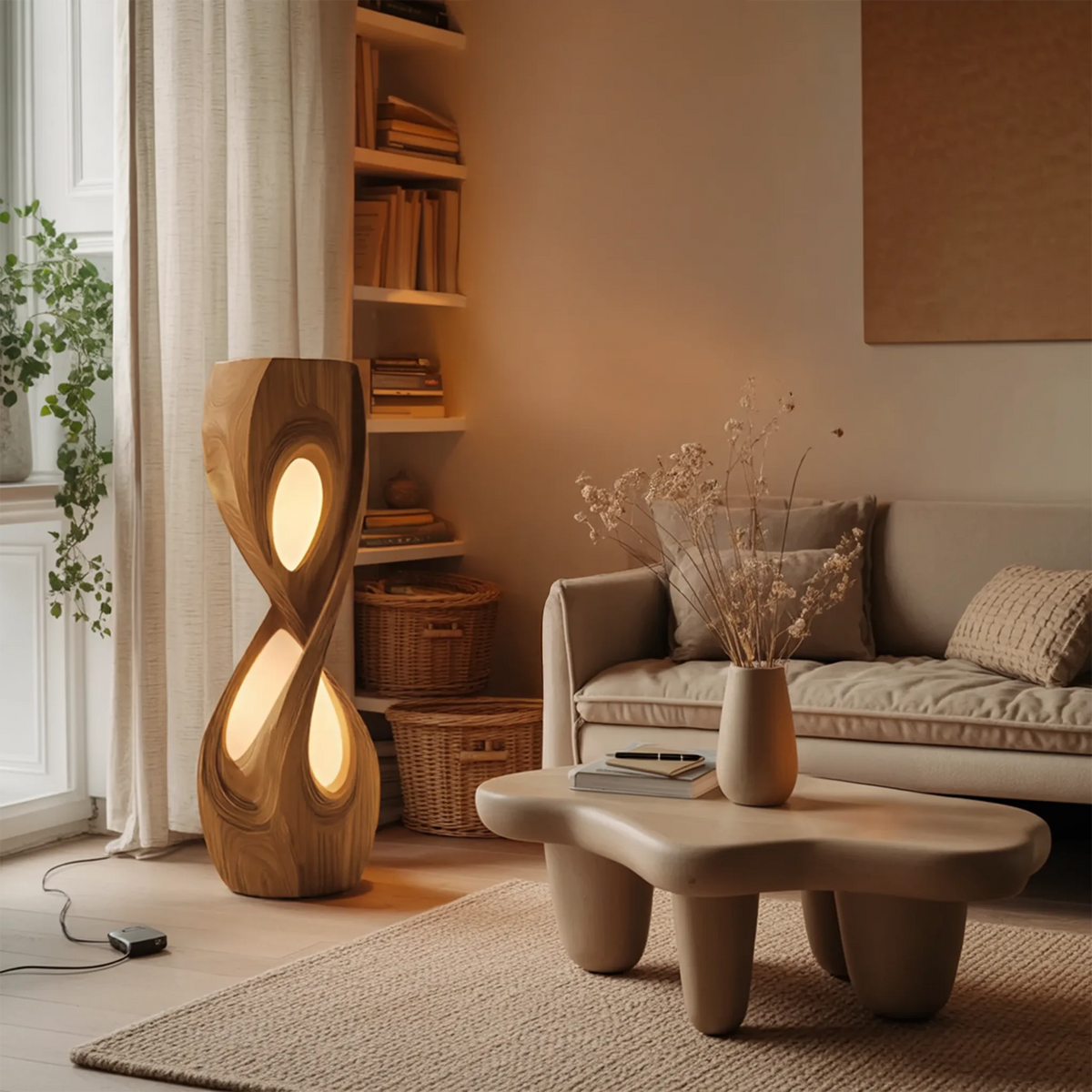 Organic Sculptural Twisted Floor Lamp For Bedroom