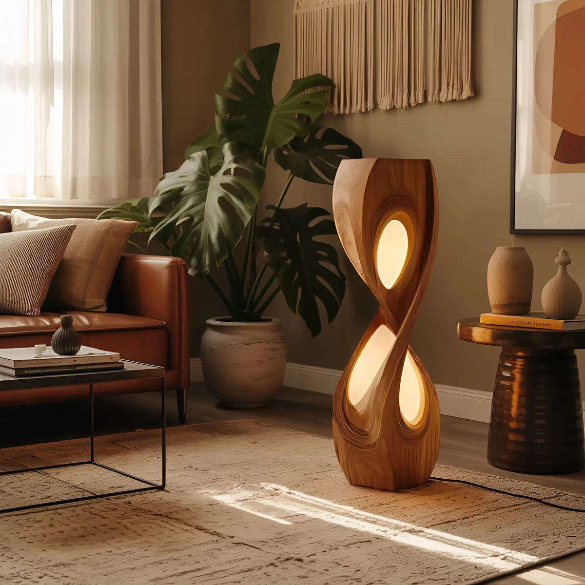 Organic Sculptural Twisted Floor Lamp For Bedroom