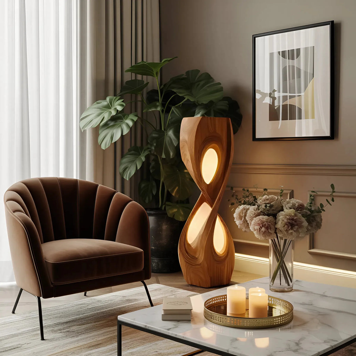 Organic Sculptural Twisted Floor Lamp For Bedroom
