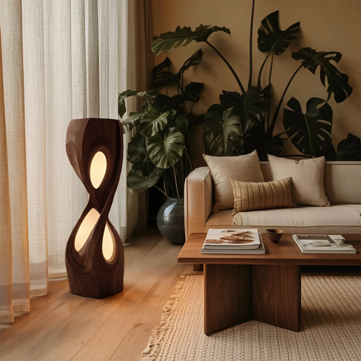Organic Sculptural Twisted Floor Lamp For Bedroom